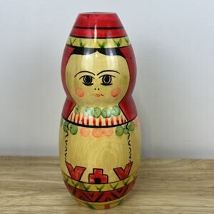 RARE Vintage USSR Wooden Russian Mordva Region Nesting 4 Dolls Matryoshka 8”